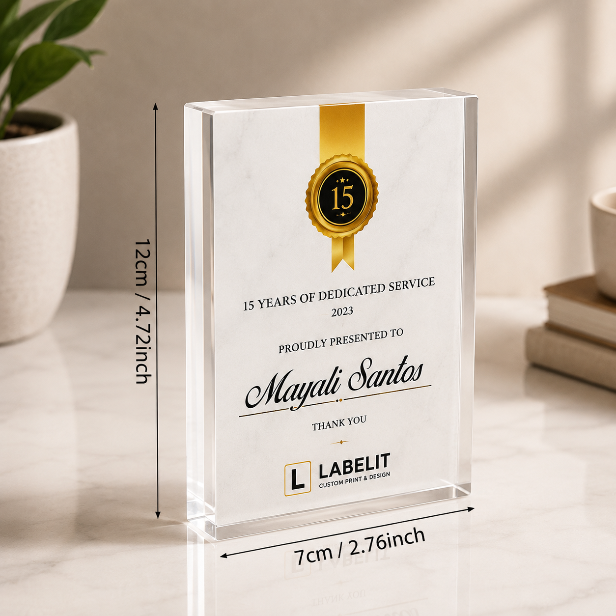 Personalised Acrylic Award Plaque with Custom Engraving