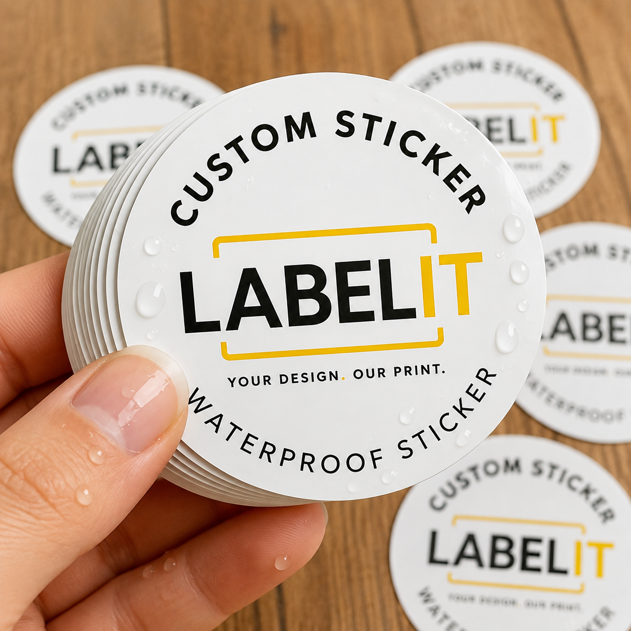 Custom Round Waterproof Stickers – Personalised Business Logo Labels for Packaging
