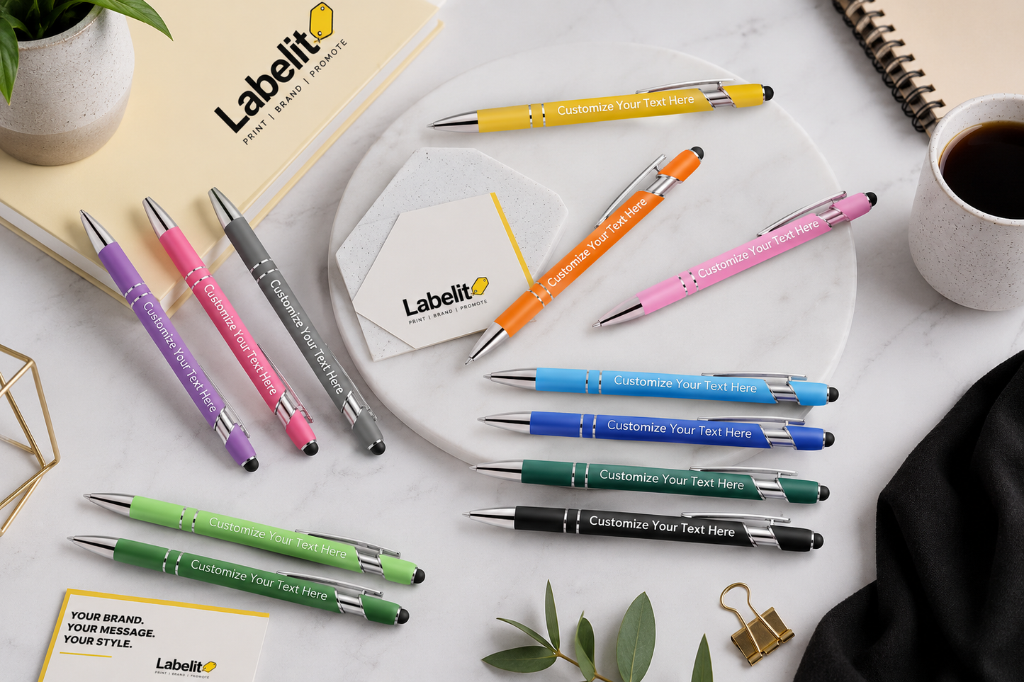 Premium Personalised Stylus Ballpoint Pens - Black Ink