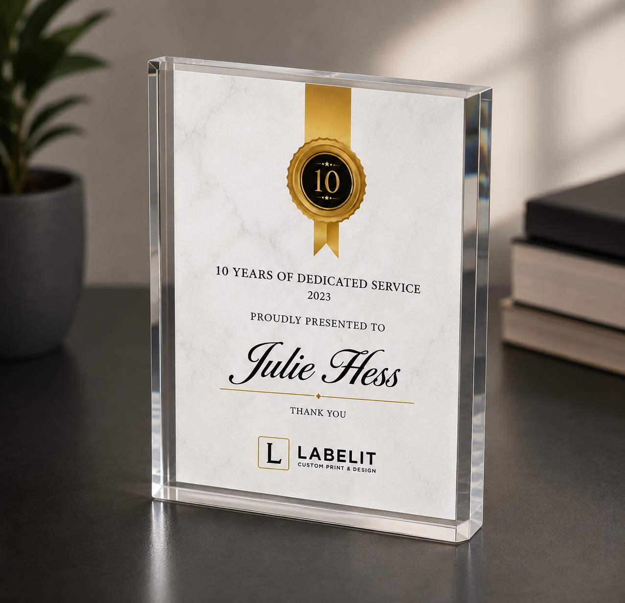 Personalised Acrylic Award Plaque with Custom Engraving