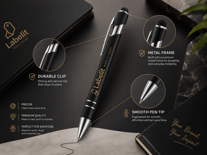 Premium Personalised Stylus Ballpoint Pens - Black Ink