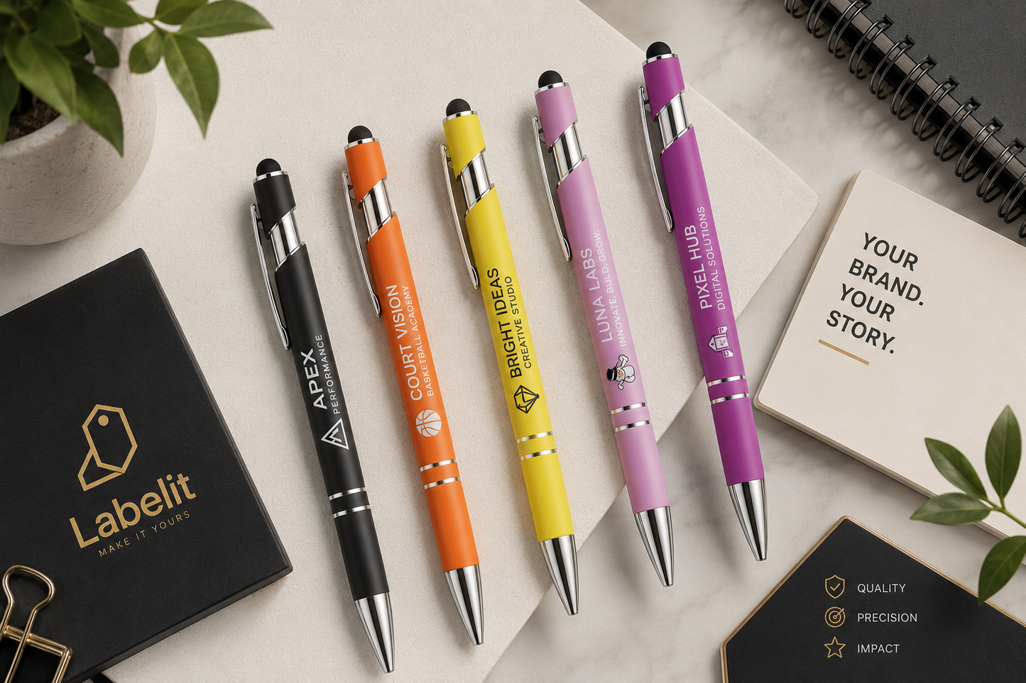 Premium Personalised Stylus Ballpoint Pens - Black Ink